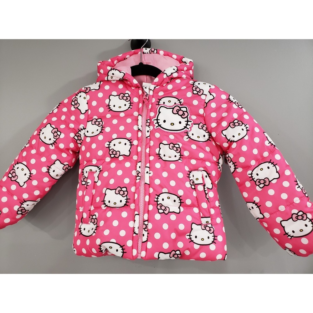 NEW CAT EARS Hello Kitty Girls Puffer Jacket Coat Hooded Winter SZ 4 4T kids